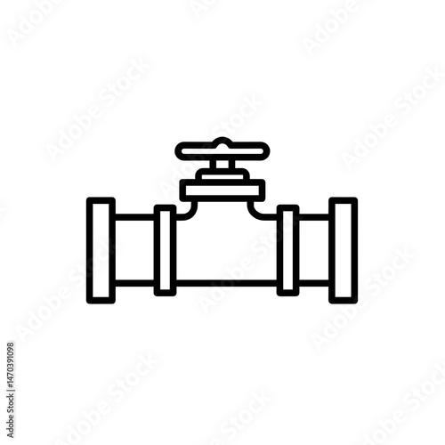 Pipeline valve line art illustration on white background  