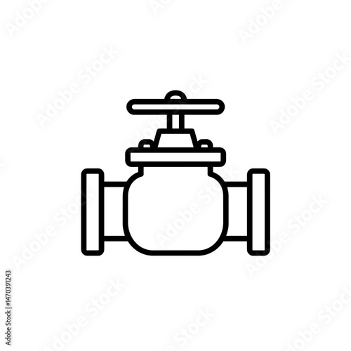 Pipeline valve outlined in black for oil industry use  
