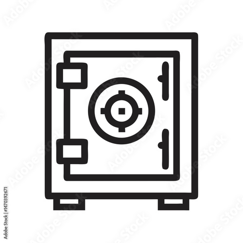 Vector safe illustration for finance and security concepts, minimalist design, copy space