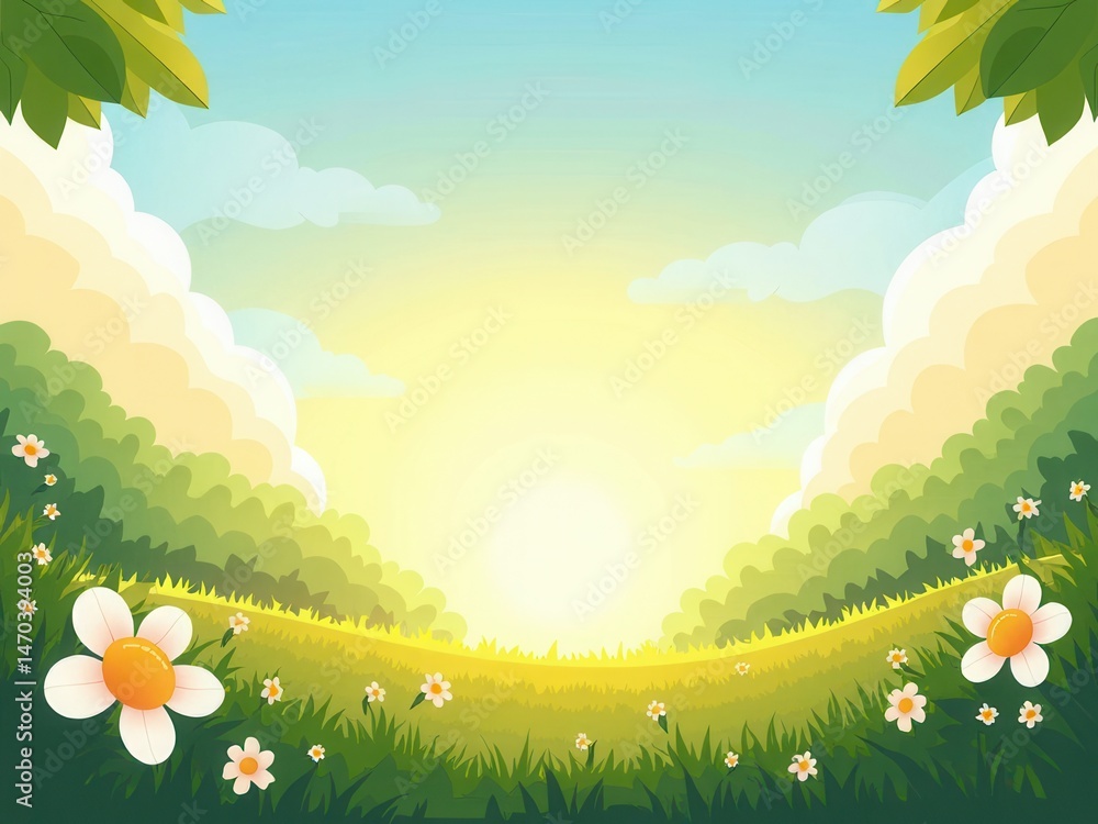 Trendy summer nature banner..