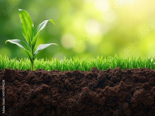 Obraz na płótnie Role of nutrients mineral in Corn plant and soil life with digital mineral nutrients icon.. w salonie