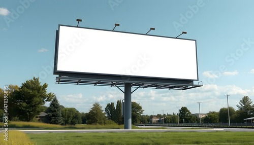 long billboard blank mockup design, clipart style. White tone