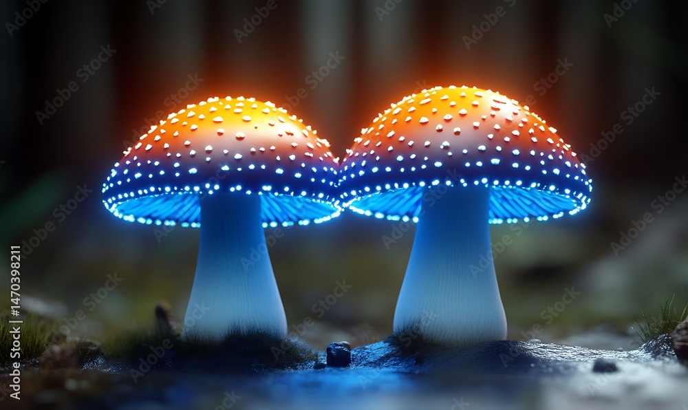 Fototapeta premium Illuminated Mushroom in Forest