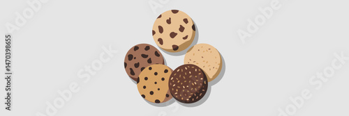 Vector illustration of cookie sheet featuring various cookie types arranged in a circle