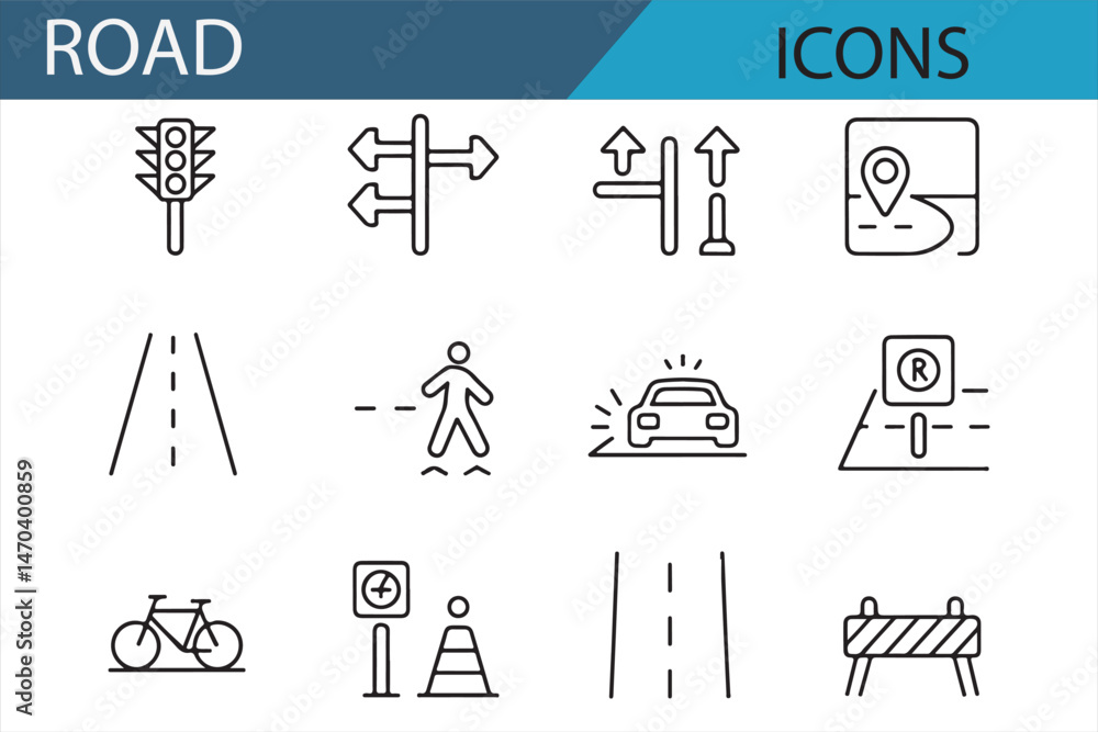 Fototapeta premium Simple Roadway Icons for Transportation Projects