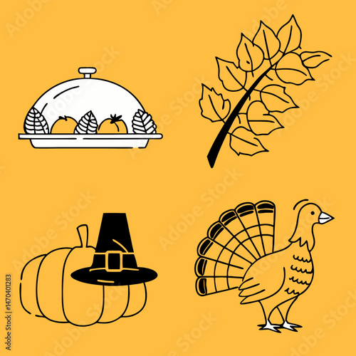 six silhouettes for thanksgiving day