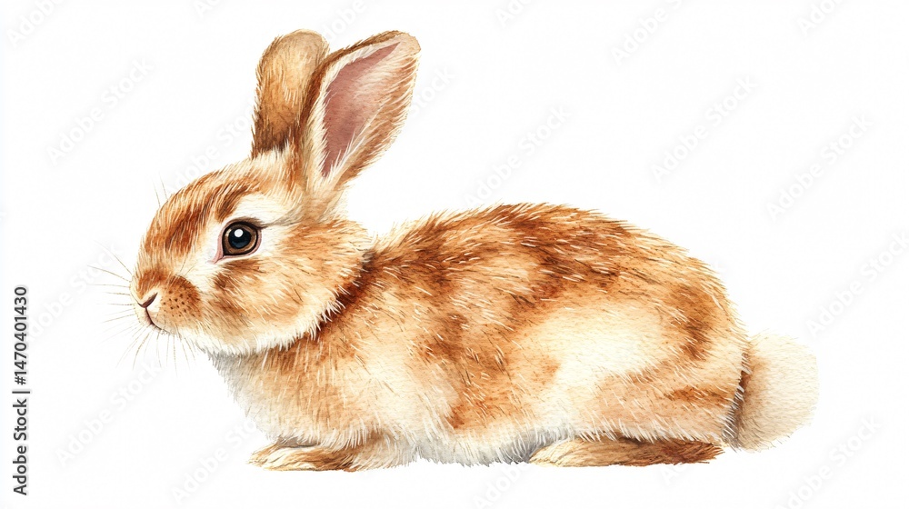 Obraz premium Adorable Watercolor Rabbit Illustration: Cute Bunny Design for Print and Web