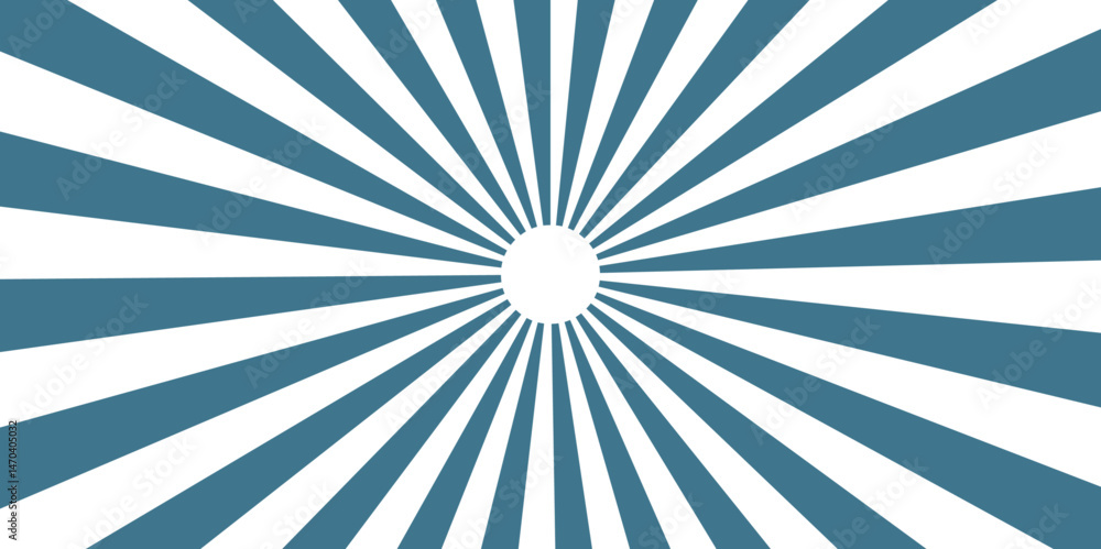 Fototapeta premium Radiating Stripes in Blue, and Ocean. Summer spiral seamless retro vintage burst sunrise vector wallpaper design. Party invitation, carnival circus ticket ray pattern, stripped vector background.