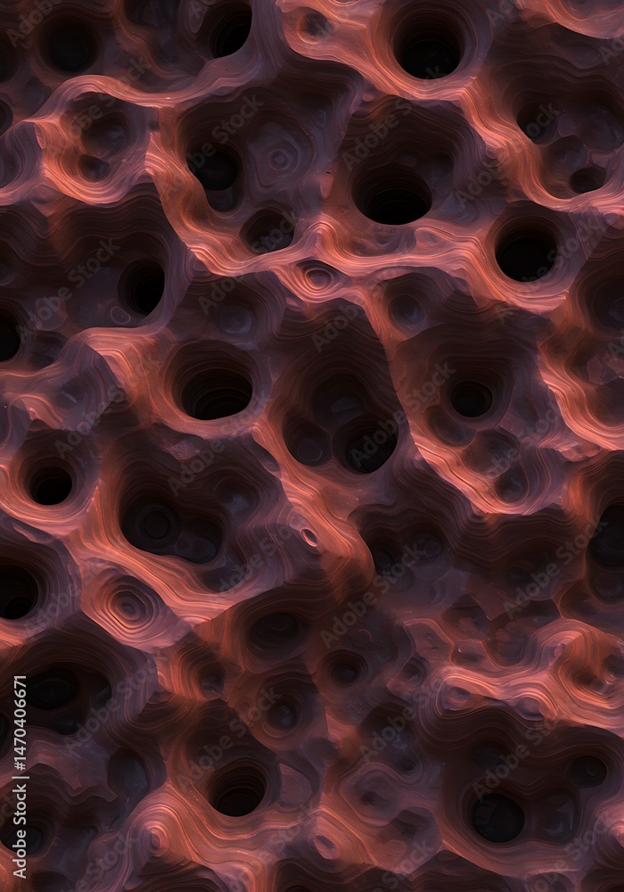 Crimson Abyss: 3D Render of Textured Surface AI Generated