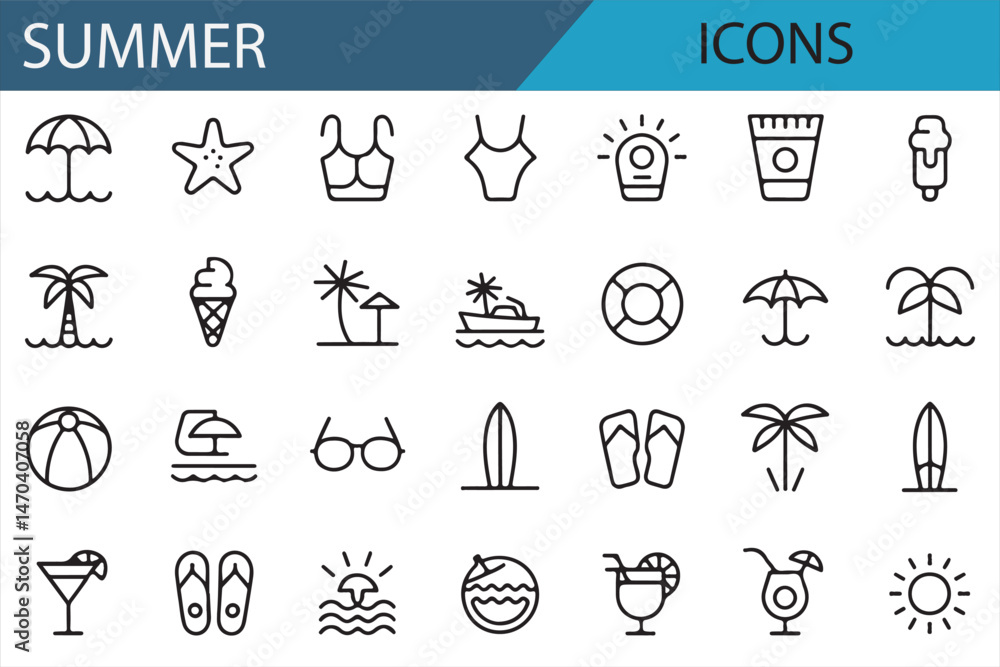 Fototapeta premium Summer-themed Illustrations for Beach, Sun, and Vacation Projects