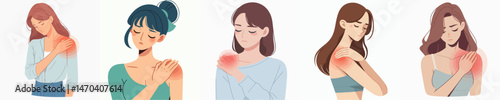 woman holding sore shoulder style vector flat design