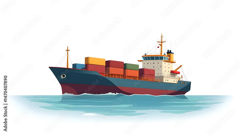 Cargo ship carrying Container boxes vector illustration background isolated white Cargo ship carrying Container boxes vector illustration background isolated white