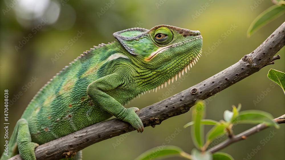 Fototapeta premium green lizard on a branch