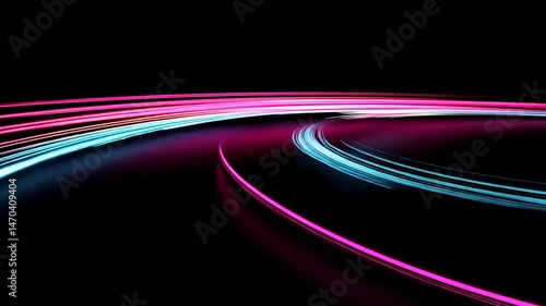 Dynamic Abstract Background with Flowing Neon Light Trails and Dark Ambiance Visual