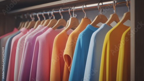 Wallpaper Mural Colorful clothes on hangers for organized wardrobe and efficient closet organization Torontodigital.ca