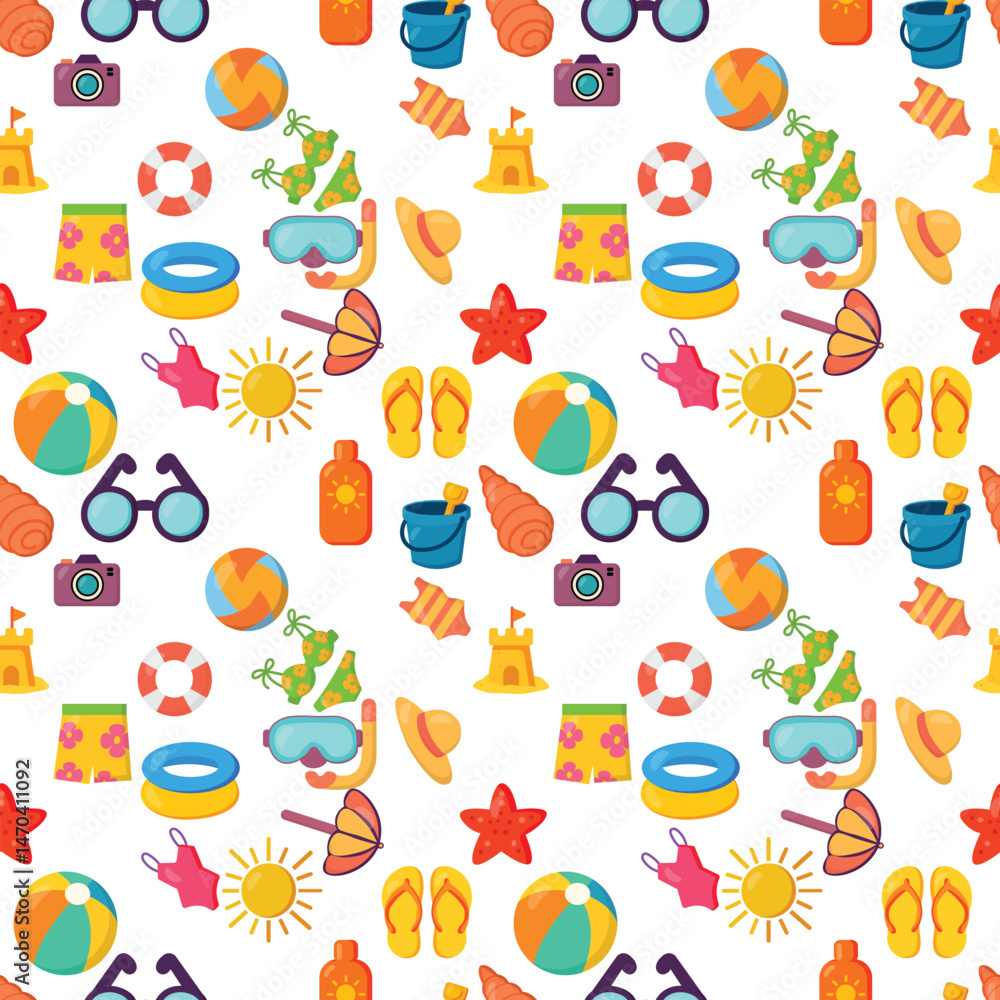Bright summer vacation pattern repeat Bright summer vacation pattern repeat