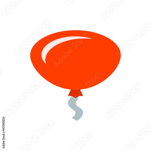 An illustration of a single orange balloon with a white highlight and a gray curly string attached to it
