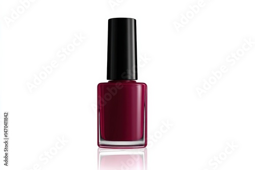 Deep maroon nail polish bottle, sleek design, perfect for a manicure.