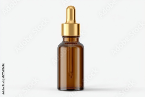 Amber glass bottle with gold dropper top. Perfect for essential oils or serums.