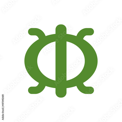 Illustration of a green dwa pen symbol, a traditional adinkra symbol representing humility and strength
