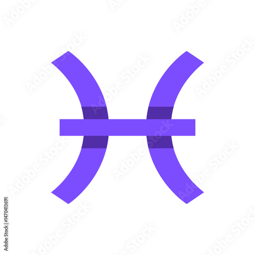 Illustration of the pisces astrological sign with two curved lines connected by a horizontal bar shape