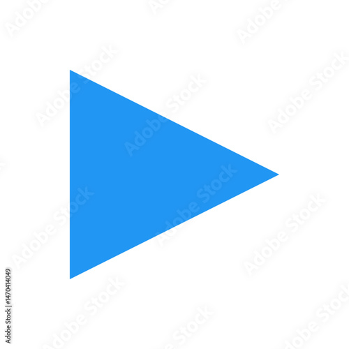 A simple blue play button icon pointing to the right on a white background in a minimalist style design