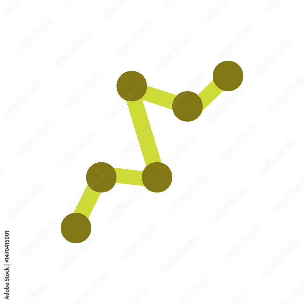 A simple illustration of a connected graph with olive green circles and chartreuse lines on white background A simple illustration of a connected graph with olive green circles and chartreuse lines on white background
