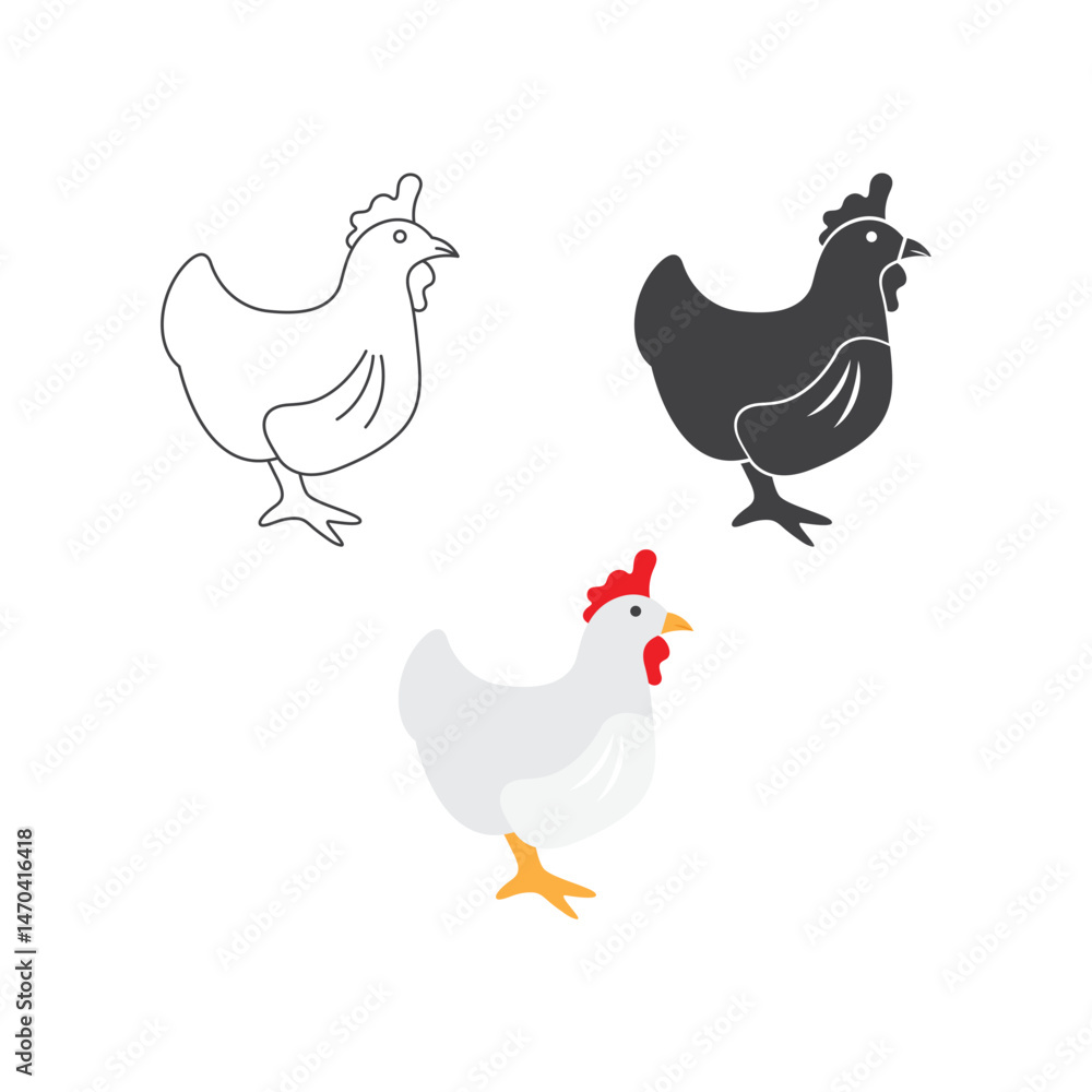Fototapeta premium Chicken Icon Set Vector Design.