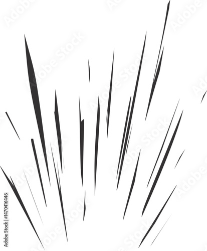 Comic speed lines of burst and explosion. Anime and manga cartoon graphic. Flash and power element. Textured rays and splashes. Movement of abstract energy.