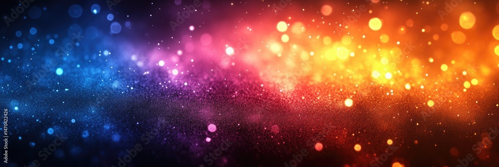 Fototapeta premium Colorful abstract background with glowing particles