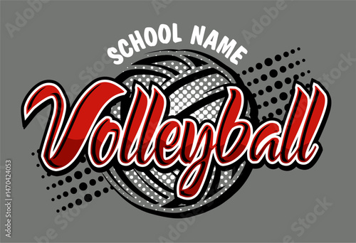 volleyball team design with ball outline and dots for school, college or league sports
