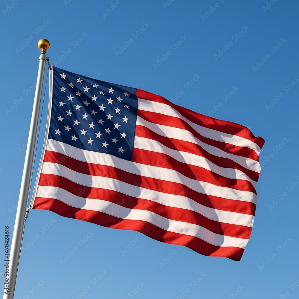 Fototapeta premium American flag waving in the wind.