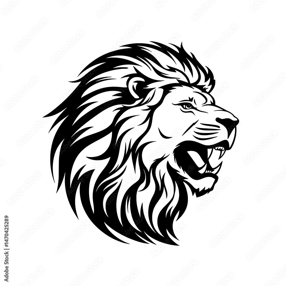 Fototapeta premium Vector Roaring Lion Head Illustration
