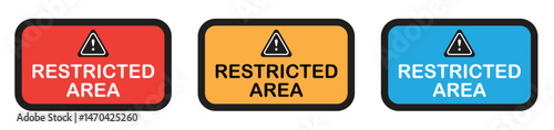 set of restricted area warning sign icon