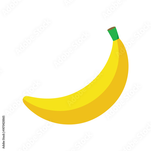 A single yellow banana, a healthy and sweet tropical fruit, isolated on a white background