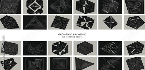 Postmodern abstract geometric graphic elements, Refraction and distortion glass effect various form, Brutalist vector shapes, trendy retro design symbols in Y2K aesthetics