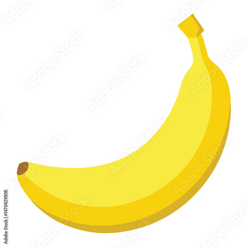 A ripe yellow banana, a healthy tropical fruit, isolated on a white background