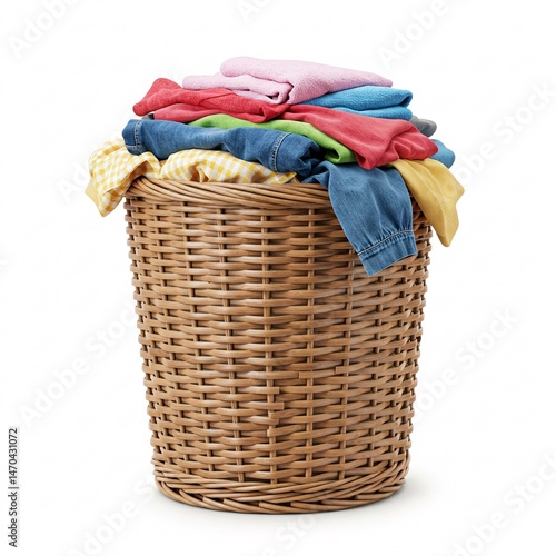 Laundry basket with various clothes