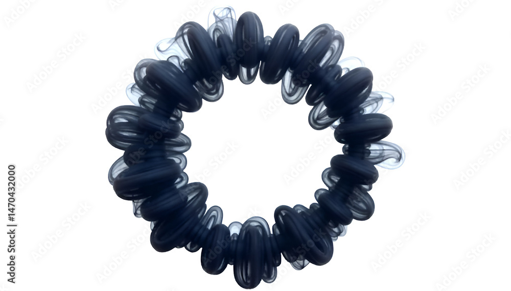 Obraz premium A black smoke zigzag ring with a swirling, abstract shape, isolated on a transparent background—perfect for adding a mysterious or dramatic effect to designs.