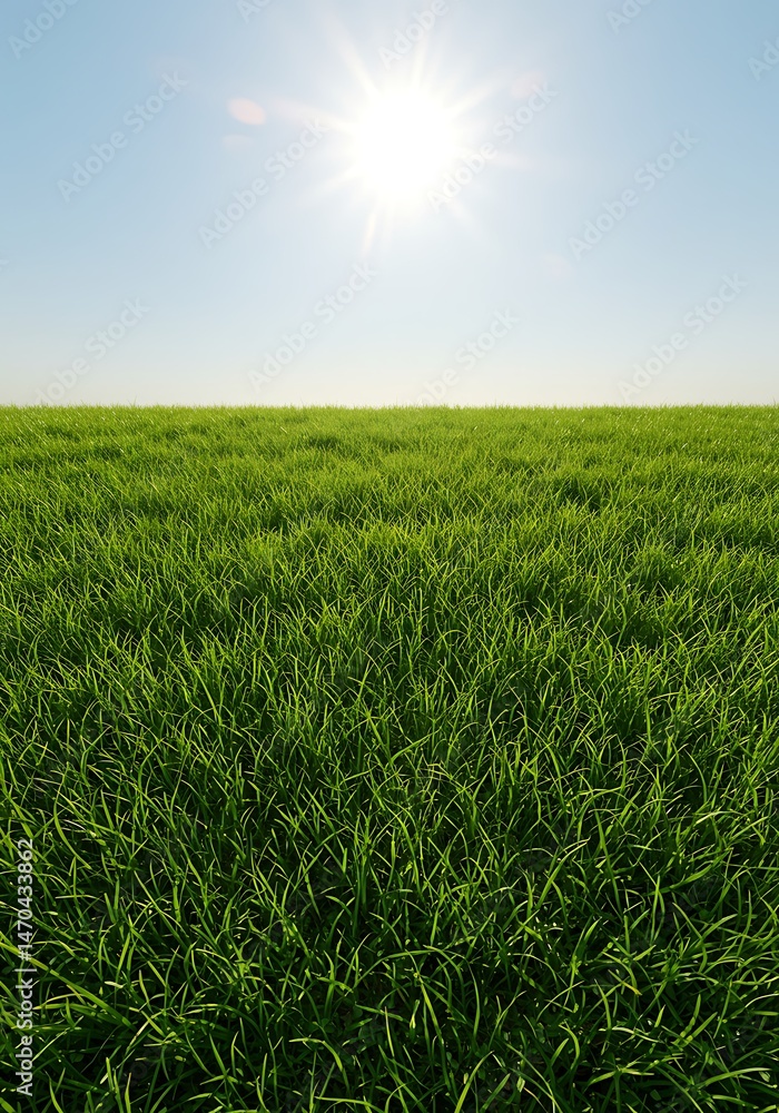 Fototapeta premium Sunlit Meadow: Vibrant Green Serenity AI Generated