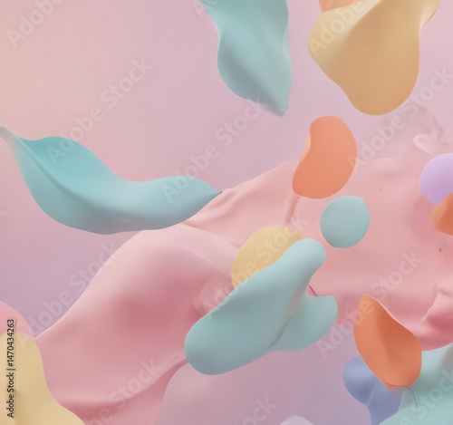 Abstract background with pastel hues and organic shapes evoking summer freshness  ,  organic,  backdrop