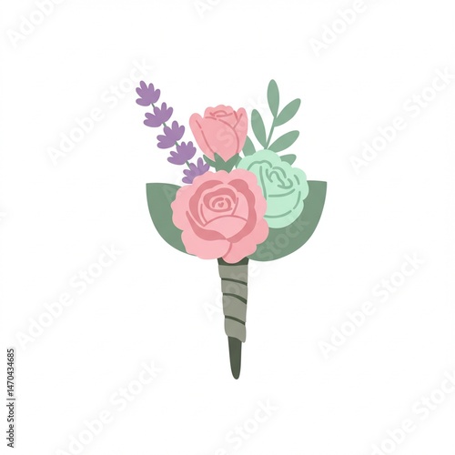 Pastel Pink and Green Rose Bouquet with Lavender