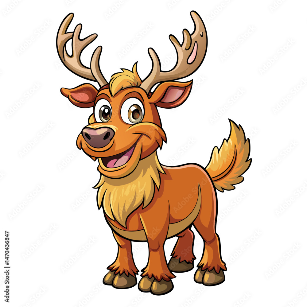 Cute Cartoon Irish Elk in Fun Pose for Kids and Prehistoric Animal Art Cute Cartoon Irish Elk in Fun Pose for Kids and Prehistoric Animal Art