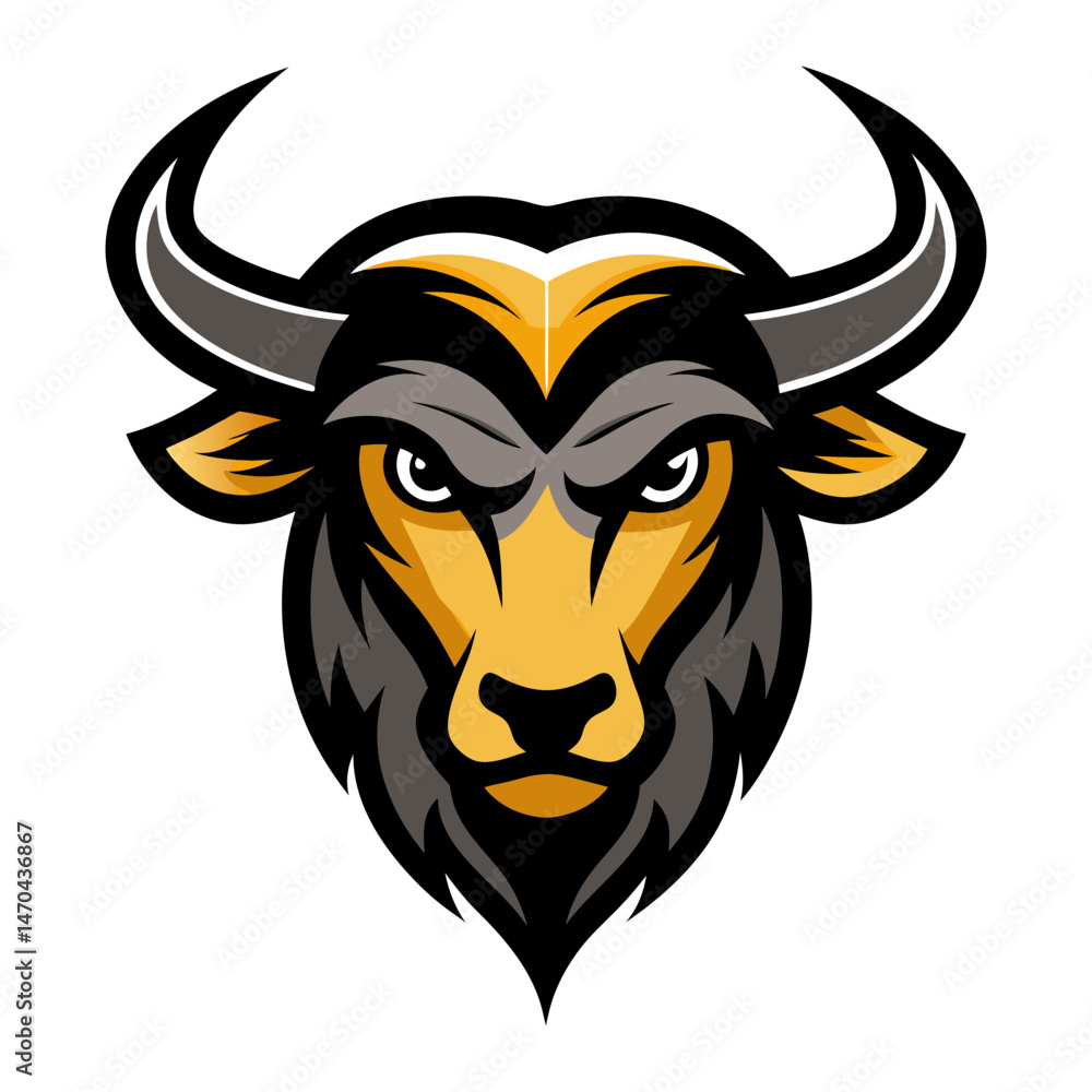 Wildebeest head mascot logo design vector Wildebeest head mascot logo design vector