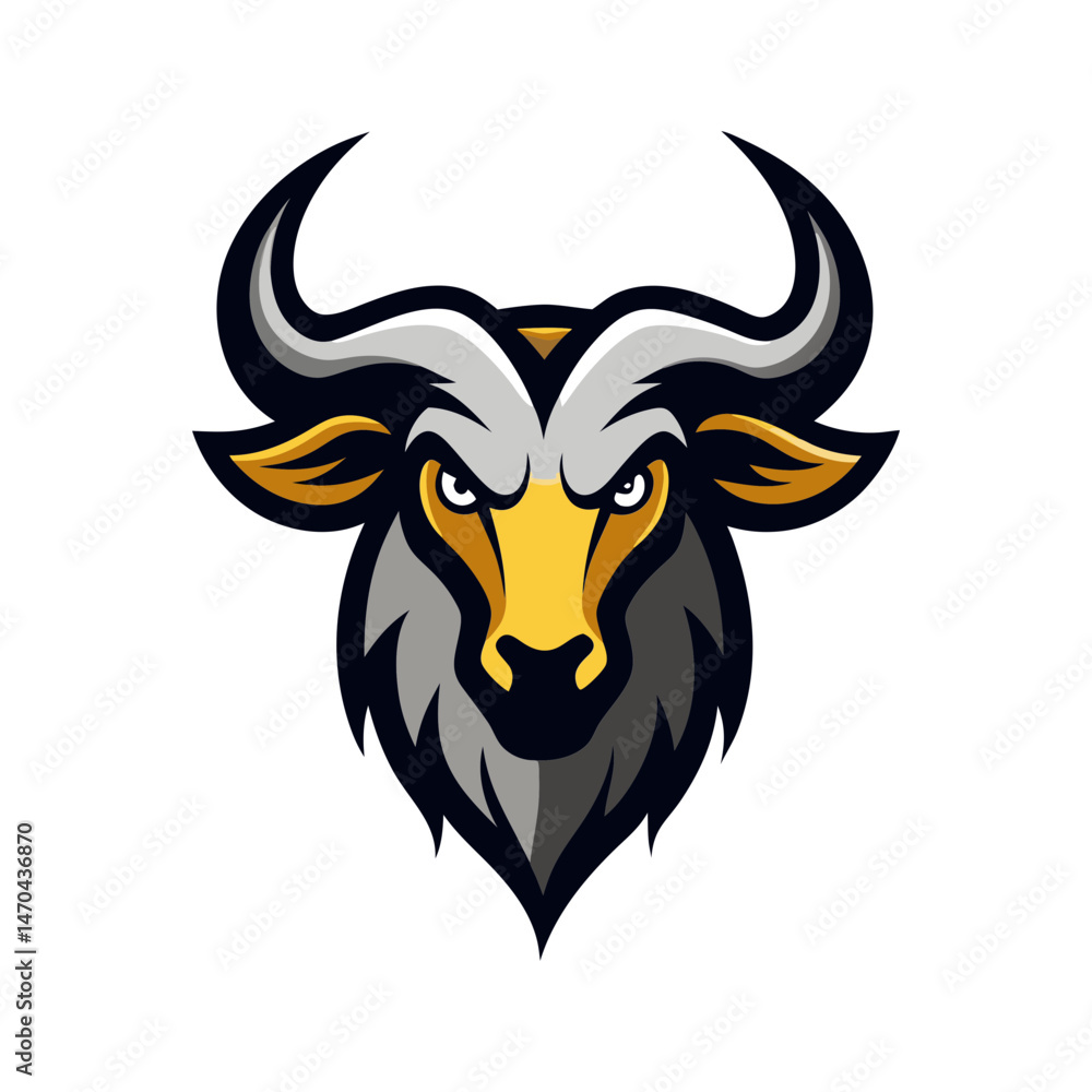Wildebeest head mascot logo design vector Wildebeest head mascot logo design vector
