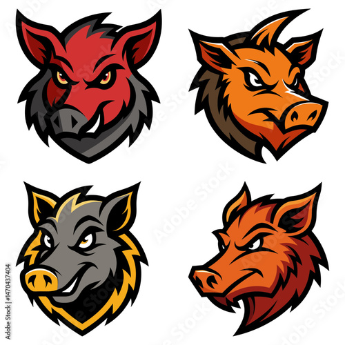 Wild Boar head mascot logo design vector