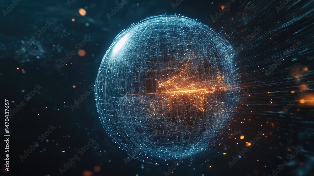 Obraz premium Abstract digital sphere design of a global network.