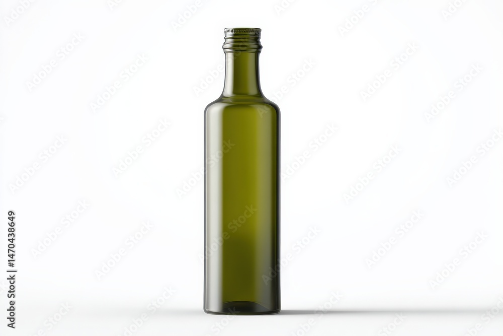 Tall dark-green glass bottle on white background. Tall dark-green glass bottle on white background.