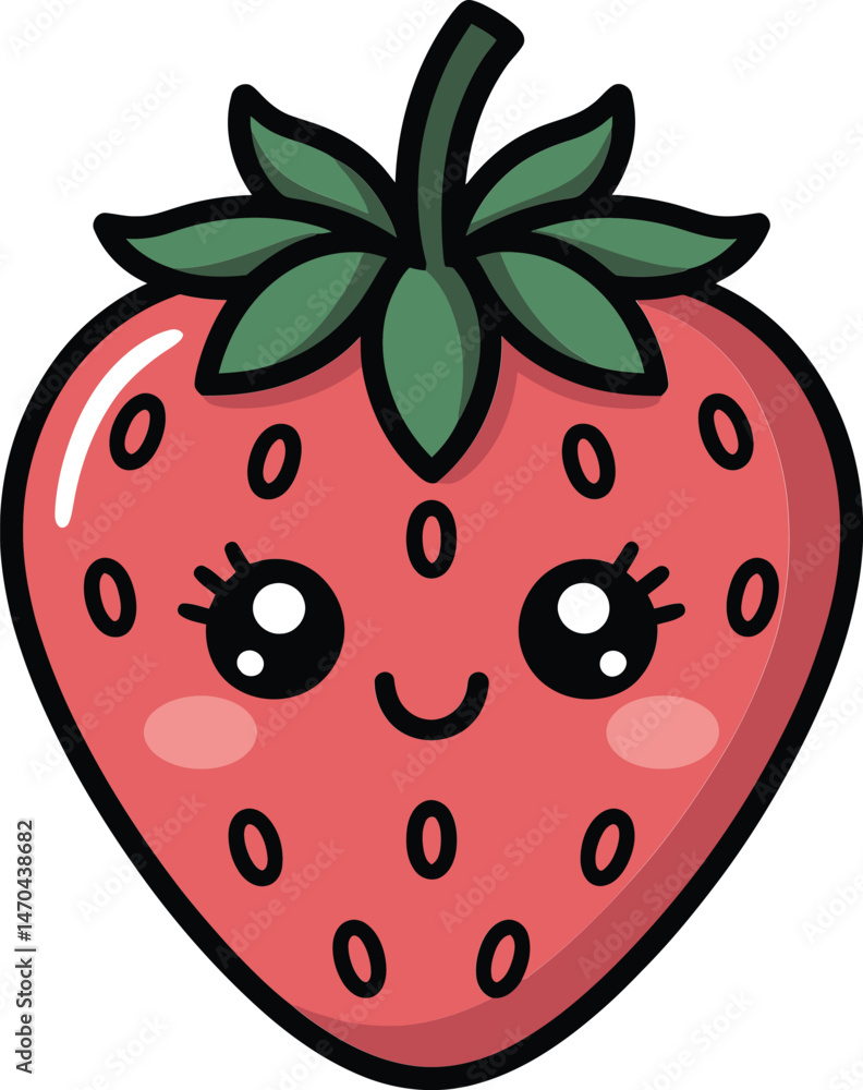 Obraz premium Adorable cartoon strawberry character with a smiling face perfect for kids and children related projects