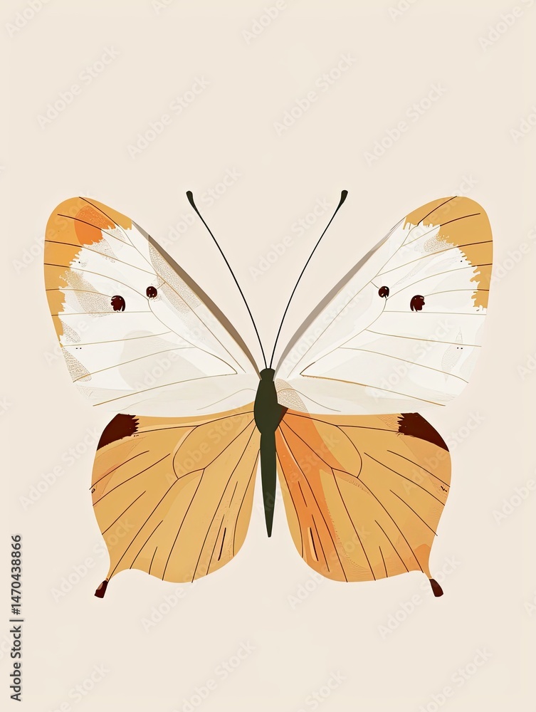Fototapeta premium A simple image of a cheerful smiling butterfly.